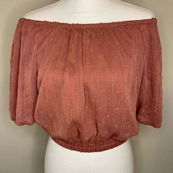 By the River Women Cropped on/off shoulder Top Size Medium Tencil - Picture 1 of 8
